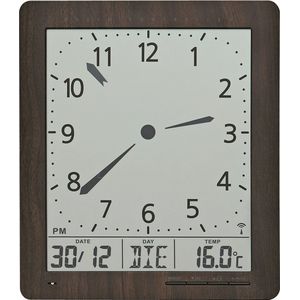 AMS F5893 - Wandklok - Digitaal - Radiogestuurde tijdsaanduiding - LCD - Temperatuur - Snooze - Grijs - Antraciet