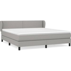vidaXL - Boxspring - met - matras - stof - lichtgrijs - 160x200 - cm