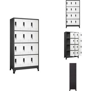 vidaXL Lockerkast - Lockerkasten - Opbergkast - Kast - Lockerkast 90x45x180 cm staal antracietkleurig en wit