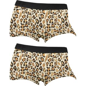 Funderwear dames boxershorts luipaard 2-pack - S/M - Bruin