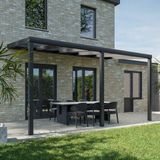 Pratt & Söhne terrasoverkapping 5x2.5 m - Overkapping tuin met helder en weerbestendig polycarbonaat - Veranda met zonwering en poten van aluminium - Antraciet