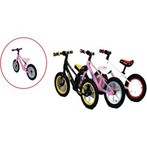 Loopfiets - kindersportbalans fiets - Fiets zonder pedaal - competitieve kindersportbalans fiets - 14 inch - voor kinderen van 3 4 5 6 7 jaar voor jongens en meisjes - Verstelbare stoel - Luchtbanden - Comfortabel en zeer licht - Zwart and Roze