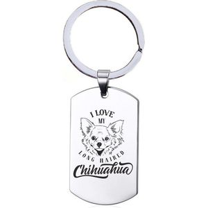 Sleutelhanger RVS - I Love My Long Haired Chihuahua