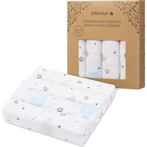 Muslin Cloths for Baby 80 x 80 cm - 4 Pieces for Farmers or as Blanket - Super Soft Viscose Cotton - Different Designs hydrofiele washandjes