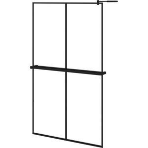 Inloopdouchewand 118x190 cm met schap - Zwart Inloopdouche - Douchewand - Glazen Douchedeur - Badkamer Accessoires - Douche Scherm
