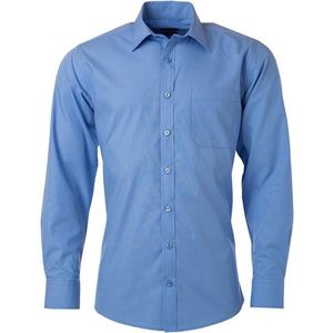 James and Nicholson Heren Longsleeve Poplin Shirt (Aqua Blauw)