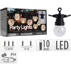 Feestverlichting voor de Tuin - 450cm verlicht- 50 LED- 10 x Bol met 5 x MicroLed per Bol- warm wit