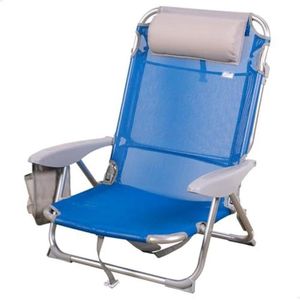 Aktive Strandstoel, klapstoel, strandstoel met kussen, 4 posities, 51 x 45 x 76 cm, zithoogte 17 cm, draaggreep, zijtas