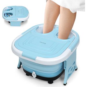 COSTWAY Voetbad met massagefunctie, elektrisch voetbad met verwarming, max. 48 °C, 10-60 min timer, shiatsu massageapparaat voet met bubbelfunctie en infrarood licht, incl. afstandsbediening, 500 W