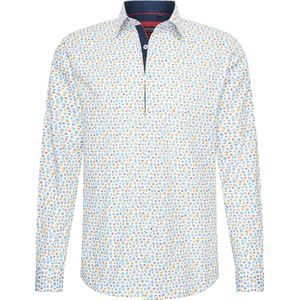 Heren overhemd met lange Mouwen - Comfort Fit -katoen - Longsleeve Shirt - Strijkvrij - Maat L - Wit