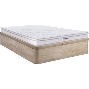 Vente-unique Set 140 x 190 cm bedbodem met opbergruimte, licht naturel + matras met veren met 3 zones en vormgeheugen van 20 cm dik - WOLKENTANZ de MORGENGOLD L 190 cm x H 30 cm x D 140 cm