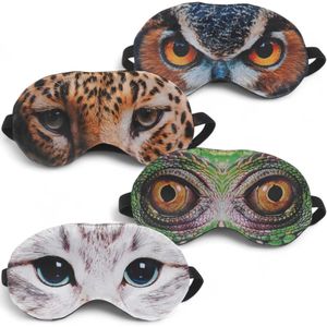 Set van 4 satijnen slaapmaskers - dierenoog-design - pluche
