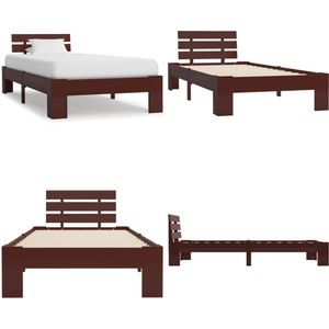 vidaXL Bedframe massief grenenhout donkerbruin 90x200 cm - Bedframe - Bedframe - Bed Frame - Bed Frames