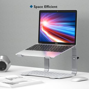 Laptopstandaard, in Hoogte Verstelbare Laptopstandaard, Ergonomische Laptophouder, Compatibel met de Meeste Laptops van 10-17 inch, Zilver.