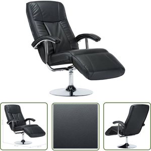 The Living Store Televisiefauteuil kunstleer zwart - Televisionsfauteuil - Loungestoel - Relaxfauteuil - Kunstleder Meubilair - Zithoek
