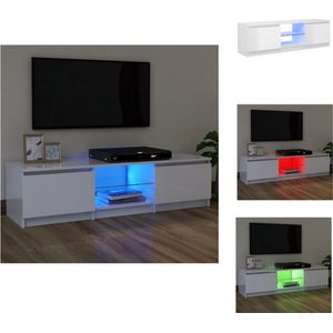 vidaXL TV-meubel - LED-verlichting - hoogglans wit - bewerkt hout - gehard glas - 120 x 30 x 35.5 cm - RGB LED-verlichting - montage vereist - Kast
