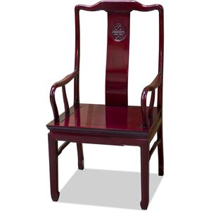 Fine Asianliving Chinese Arm Stoel Rosewood Longevity Symbool Dark Cherry Chinese Meubels Oosterse Kast