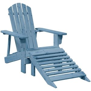 vidaXL Stoel Adirondack met voetenbank massief vurenhout blauw - Adirondack Tuinstoel - Adirondack Tuinstoelen - Tuinstoel - Tuinstoel Adirondack