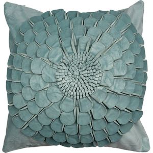 Clayre & Eef Kussenhoes 45x45 cm Groen Polyester Vierkant Bloem