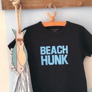 Baby rompertje zwart met tekst bedrukt beach hunk | korte mouw | zwart | maat 74/80 cadeau