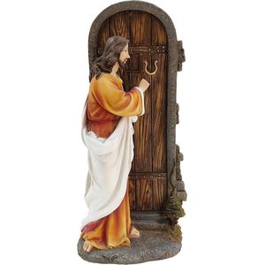 BRUBAKER Jezus Christus klopt aan de deur - 30 cm kerstdecoratie met handbeschilderde figuur van polyhars - avondmaalscène kerstfiguur - tafeldecoratie