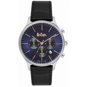 Lee Cooper LC06714.699 - Horloge - Analoog - Heren - Mannen - leren band - Blauw - Zilverkleurig