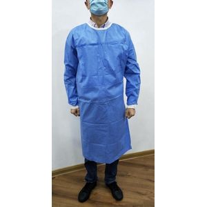 60 Stuks/ isolatieschort blauw-eenmalig gebruikt schort lange mouw | Met Tricot Manchet | medisch schort- 60 stuks een maat
