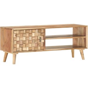 The Living Store Tv-meubel Massief Acaciahout - 100x35x40 cm - Met 1 deur en 2 vakken