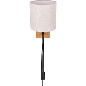 TRIO NILAM Wand lamp met leeslamp - Hout naturel - Ecru kap