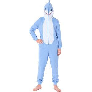 Ladeheid Jongens Overal slapen Pyjama- met Capuchon - Lange mouwen - Lange broek - Katoen - LA-LA40-240-PJ - Blauwe Haai - 158