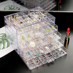 Oorbel Opbergdoos Acryl Sieraden - Transparante Oorbel Organizer Box met 3 Laden en 72 Kleine Compartimenten - Voor Vrouwen Meisjes (5 Laden)