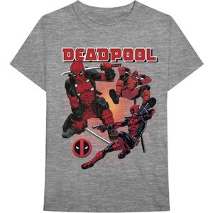 Marvel Deadpool Heren Tshirt -XXL- Deadpool Collage 1 Grijs