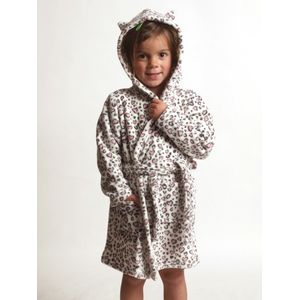 Cocodream - Kamerjas meisjes - Kinderbadjas - Fleece - Cat - leopard/hartjes print- Maat 92