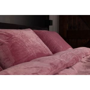 Velvet - Dekbedovertrek - Roze - Oud Roze - Lits Jumeaux - Dekbedovertrek 240x200 cm - 240x220 cm - 2 Kussenslopen - Wit - Tweepersoons - Laken - Zacht - Teddy Dekbedovertrek - Fluffy Dekbedovertrek - Luxe Beddengoed met Velvet aan beiden zijden