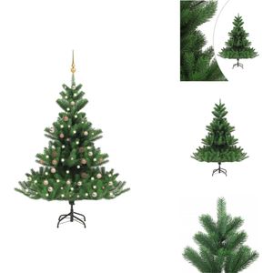 vidaXL Nordmann Kunstkerstboom - 120 cm - Met LED-verlichting en kerstballen - Decoratieve kerstboom