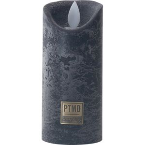 PTMD LED kaars rustiek zwart 5,5 x 5,5 x 12,5 cm - LED Light Candle rustic black moveable flame XS