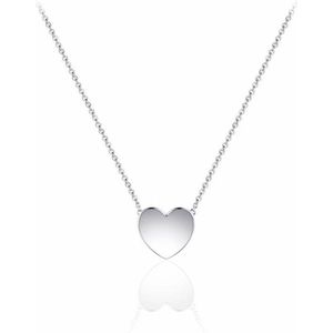 Juwelier Emo - Hart Ketting Zilver - Zilveren Ketting met hanger - 01133 - L 45 CM - DIAMETER 7 MM