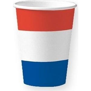 Holland rood wit blauw wegwerp bekers 50 stuks - Holland/ Koningsdag thema versiering