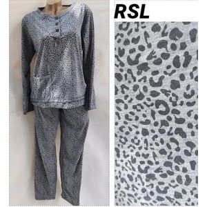 Dames pyjama set met panterprint 36-38 grijs/donkergrijs