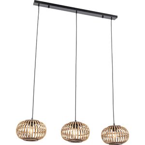 QAZQA amira - Oosterse Hanglamp eettafel voor boven de eettafel | in eetkamer - 3 lichts - L 112 cm - Naturel - Woonkamer | Slaapkamer | Keuken
