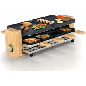 Princess Gourmetstel 162910 - Raclette 8 personen - Grill & Bakplaat - Inclusief 8 spatels - 2 meter snoer