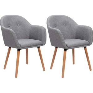 Rootz Eetkamerstoelen Set van 2 - Gestoffeerde stoelen - Fauteuils - Verbeterd comfort - Duurzaam en stevig - Veelzijdig ontwerp - Linnen en massief hout - 40 cm x 40 cm x 82 cm
