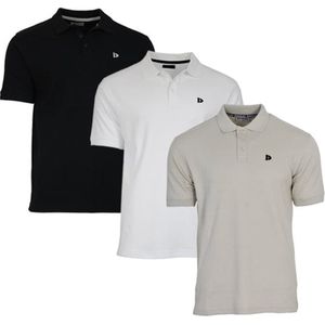 3-Pack Donnay Polo (549009) - Sportpolo - Heren - Black/White/Sand (556) - maat XL