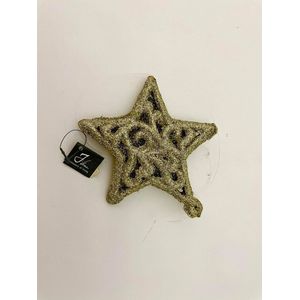 J-Line kersthanger ster goud/glitter 12cm