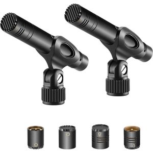 Neewer® - 2 Pack Pencil Stick Condensator Microfoon met verwijderbare Omni Cardioid en Super Cardioid Capsules - Schuimstof windschermen - Microfoon Clip En Draagtas voor Akoestische - Houtblazers