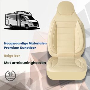 Stoelhoezen voor Mercedes Sprinter W902 bestelbus in pasvorm, set van 2 stuks - bestuurder 1 + 1 passagierszijde | Met armleuning hoezen | CBS101 | Beige | Kunstleer