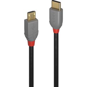 LINDY USB-kabel USB 2.0 USB-C stekker, USB-micro-B stekker 1.00 m Zwart, Grijs 36891