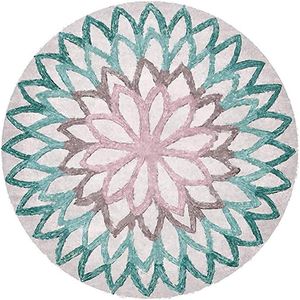Mandala rond tapijt Vintage Boho wasbaar tapijt voor woonkamer slaapkamer badkamer keuken strand decor (A2,60x60cm)