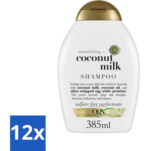 OGX - Coconut Milk - Shampoo - Voedend - Tropische Geur - 385 ml - Voordeelverpakking - 12 stuks