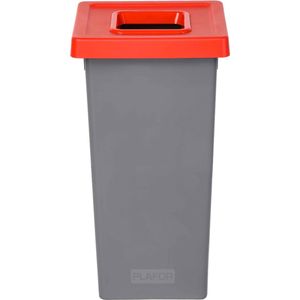 Plafor Fit Bin, Prullenbak voor afvalscheiding - 75L – Grijs/Rood - met 5 gratis stickers – recycle – afvalbak - vuilnisbak – afvalemmer – afvalscheiding – vuilnisemmer – sorteerafvalemmer – recycling – hygiënisch - kantoor - keuken